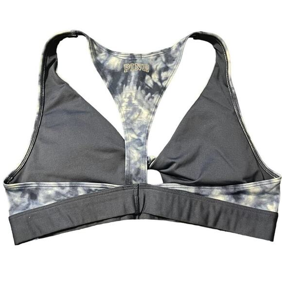 Victoria's Secret PINK Gym To Swim Twist Front Lined Sports Bra Blue Tie Dye L - Picture 2 of 3